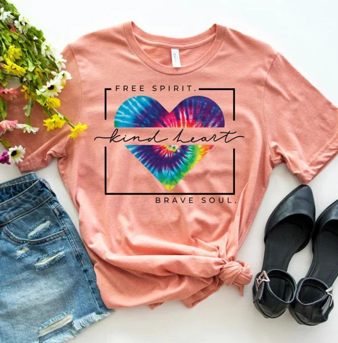 Free spirit,kind heart,brave soul (tie dye)