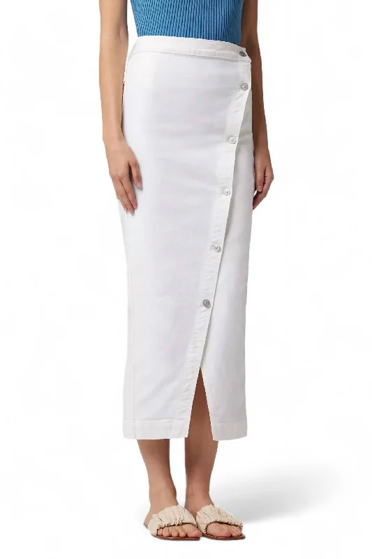 Asymmetrical Front Pencil Skirt In Soft Swizzle