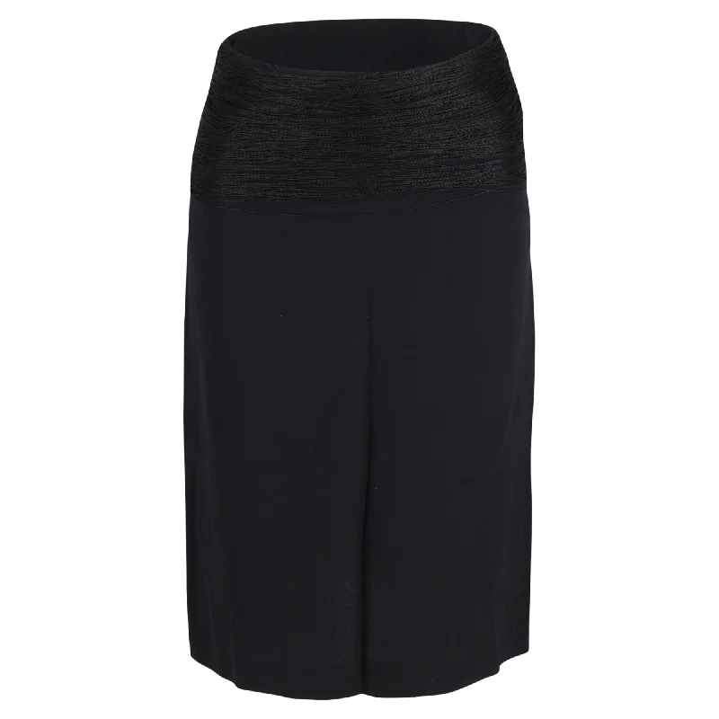 Jil Sander Ruched Waist Skirt in Black Wool