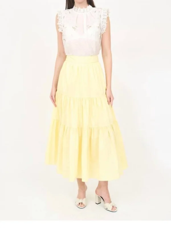 Leah Peasant Midi Skirt In Lemon