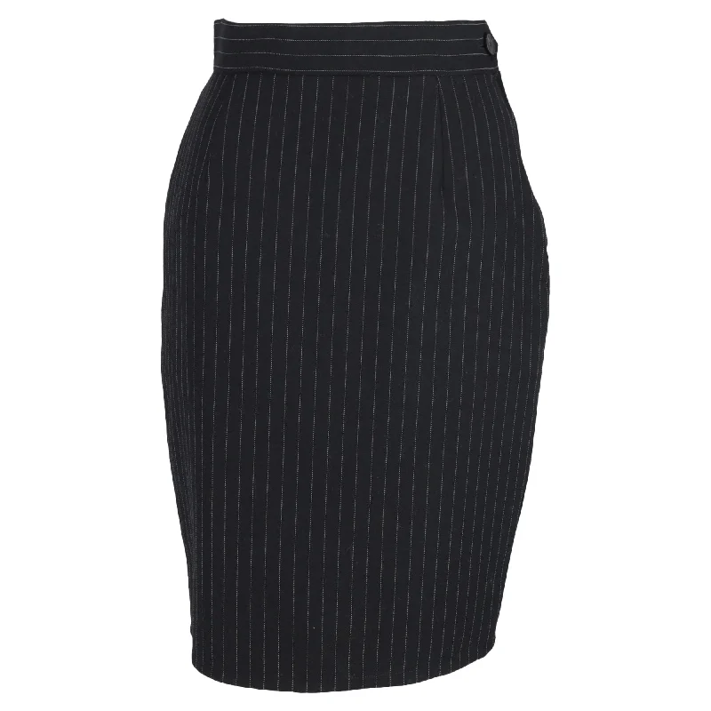 Moschino Striped Pencil Skirt in Black Wool