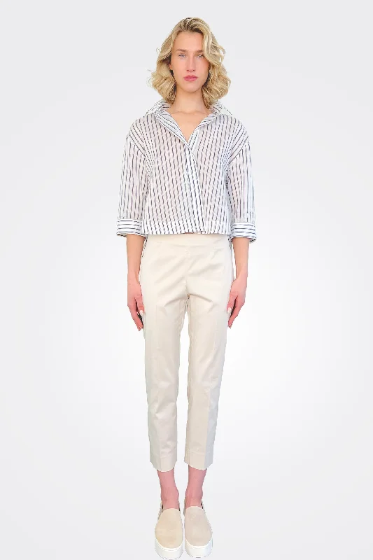 Super-Stretch Cotton Gabardine Trousers - Beige