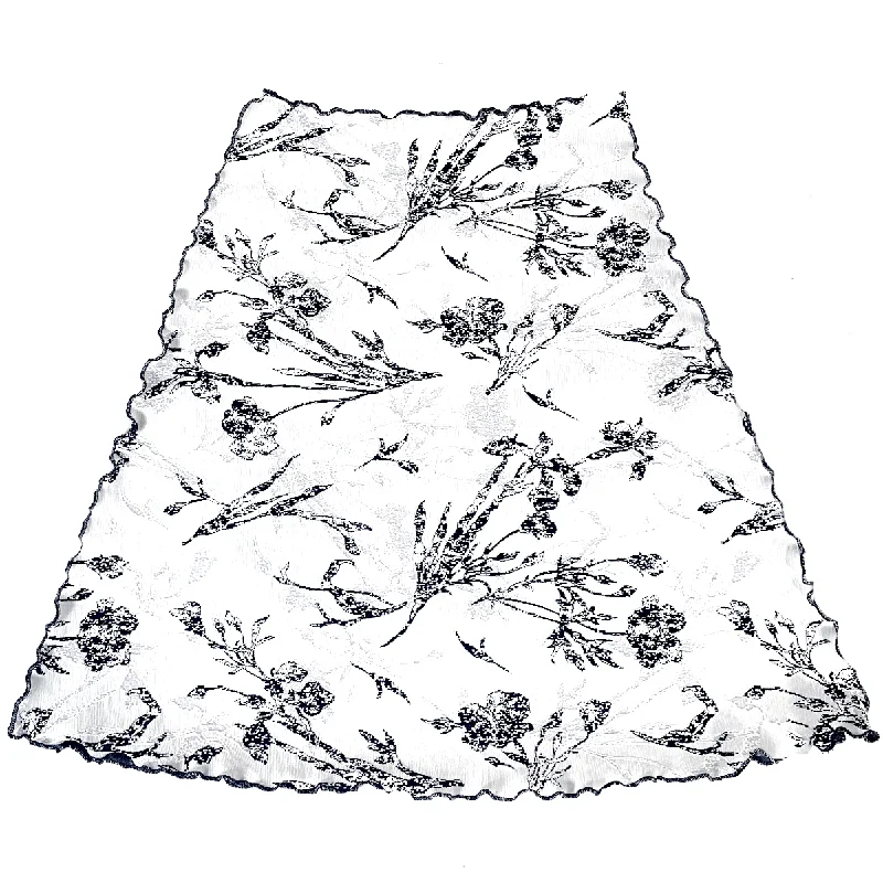 White Floretin Jacquard Knit Bias Skirt