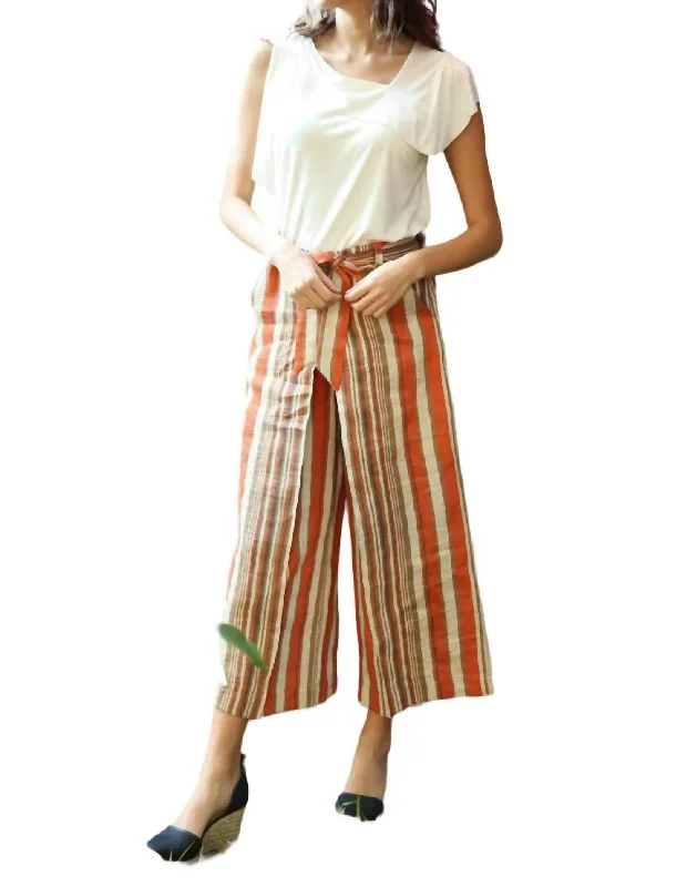 Lucas Pants In Creamsicle Stripe Orange