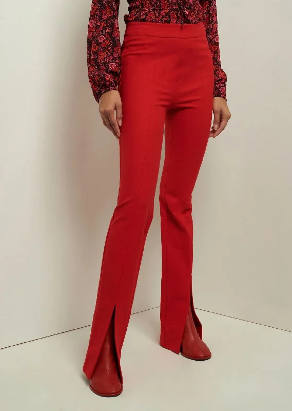 Lucia Flare Slit Pant In Red