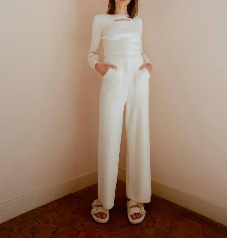 Soft Knitted Pants In Off-White