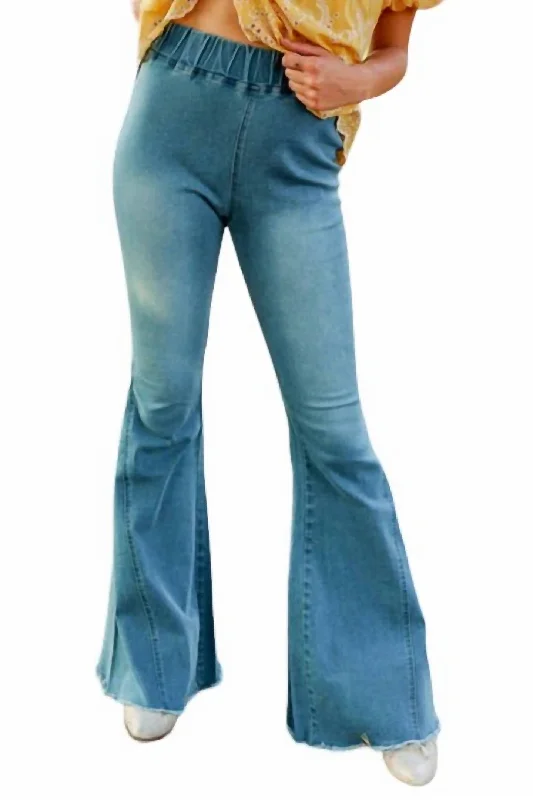 The Jolene High Waisted Flare Jeans In Light Wash