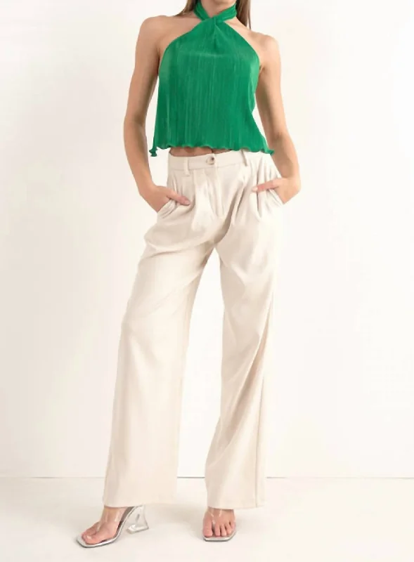 Wide Leg Tailored Pants In Bone