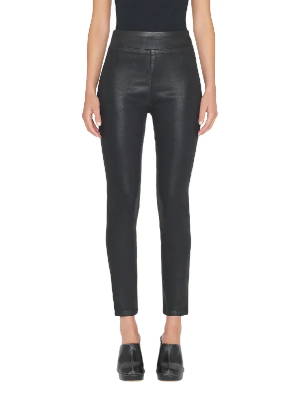 Women's Jet Set Skinny Crop Slit Pants In Noir Coated