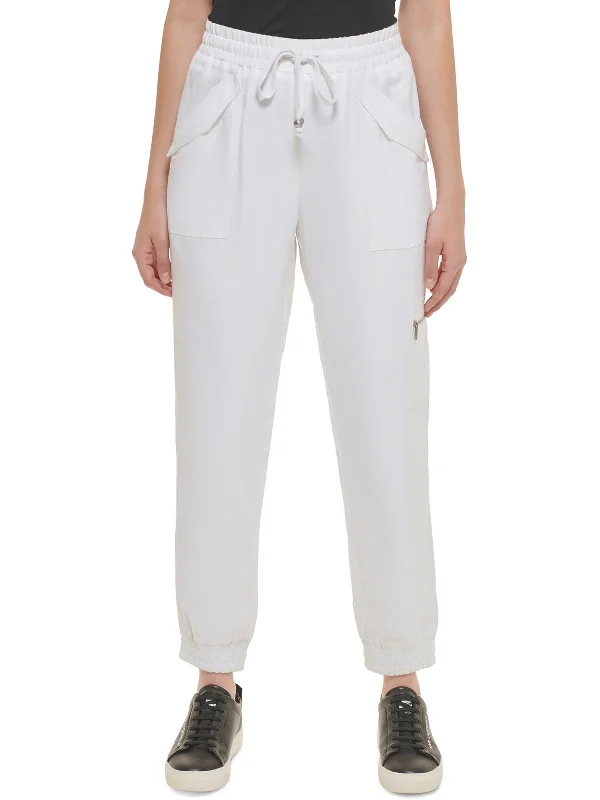 Womens Linen Blend Pull On Cargo Pants