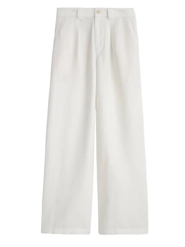 Women's Madeline Pleat Twill Trouser In Ecru