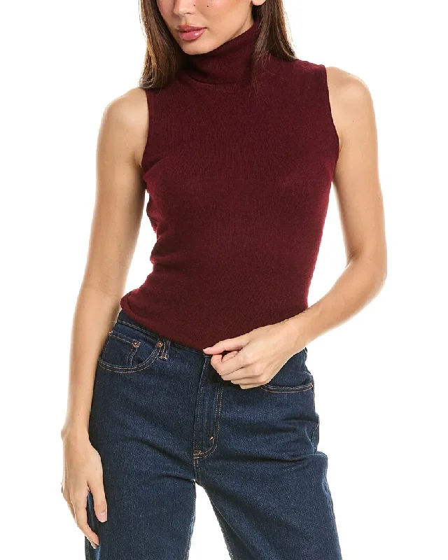 Forte Cashmere Sleeveless Turtleneck Cashmere Sweater