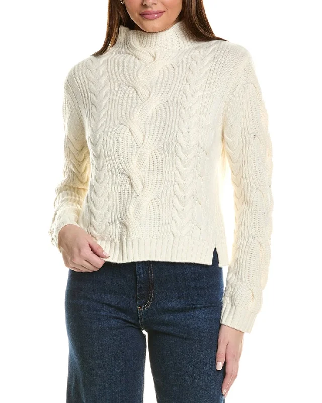 Hannah Rose Chunky Cable Funnel Neck Wool & Cashmere-Blend Sweater