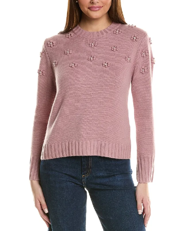 Hannah Rose Pearl Bobble Cluster Wool & Cashmere-Blend Sweater