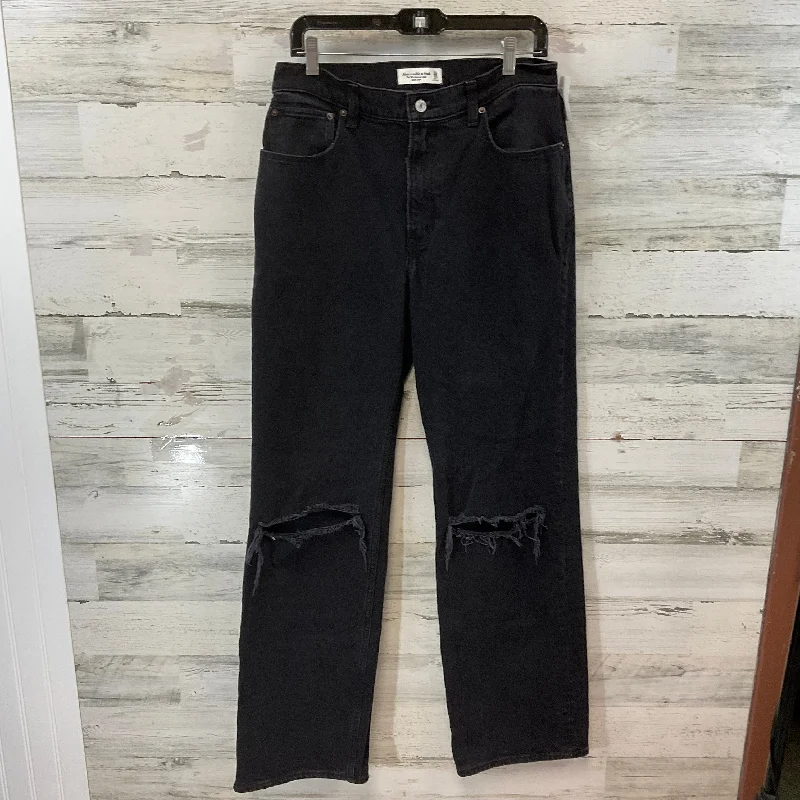 Pants Wide Leg By Abercrombie And Fitch In Black Denim, Size: 10l