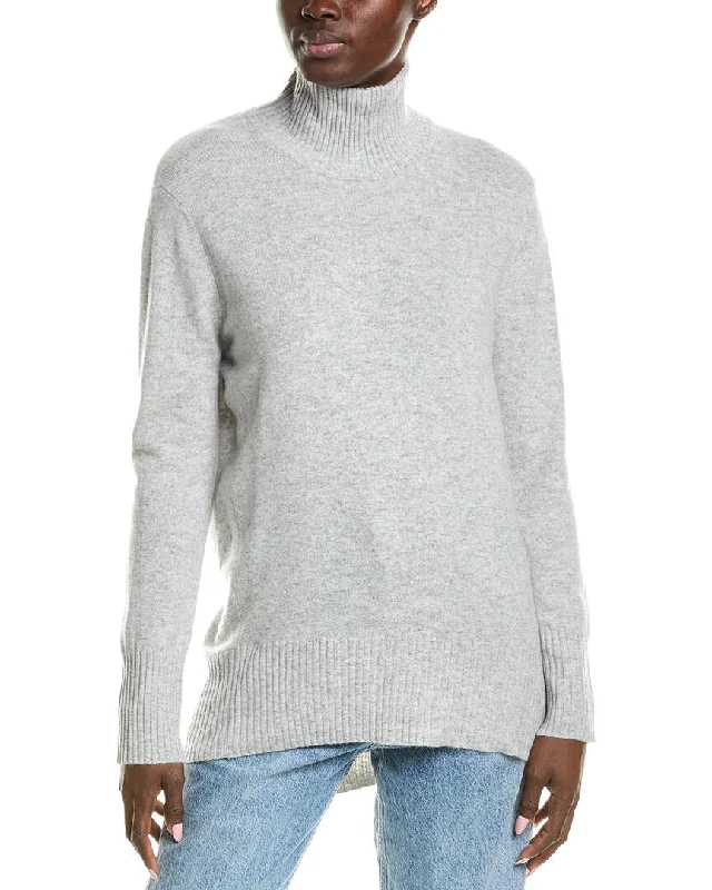 QUINN Turtleneck High-Low Cashmere Sweater