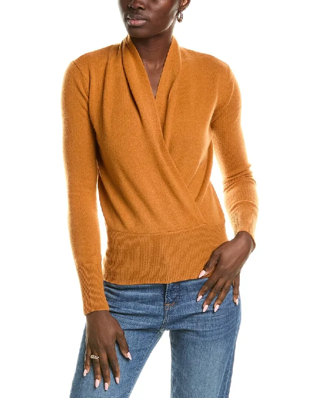 sofiacashmere Modern Faux Wrap Cashmere Sweater