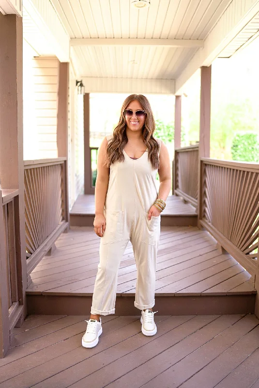 Living Free Ecru Sleeveless Jumpsuit