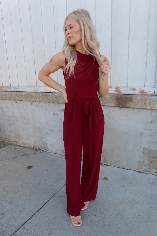 One Call Away Waist Tie Wide Leg Jumpsuit