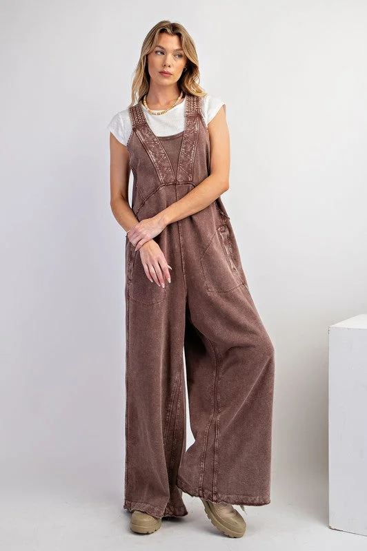 Seeking Adventures Washed Brown Jumpsuit