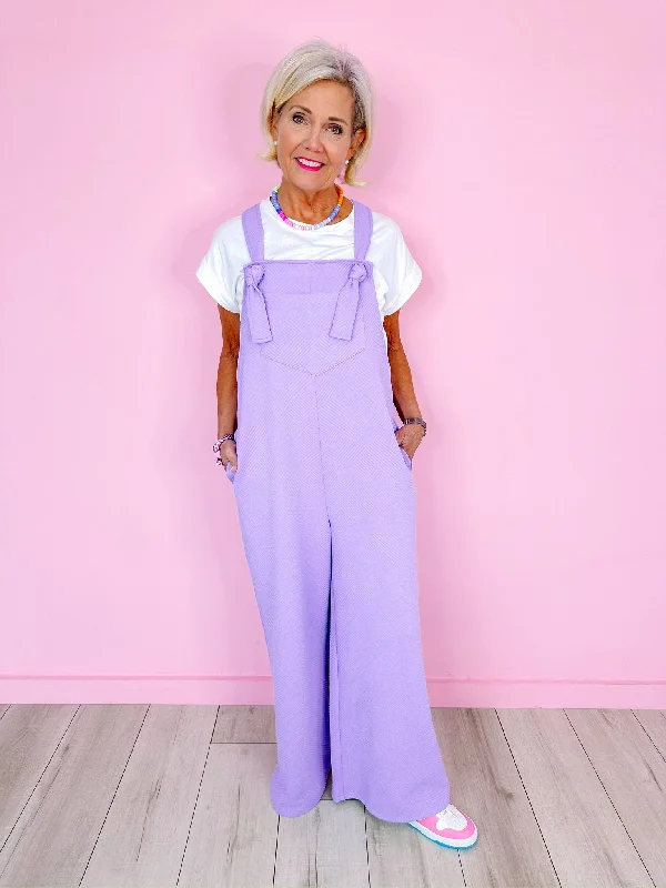 TINSLEY TEXTURED FRONT POCKET JUMPSUIT - LAVENDER