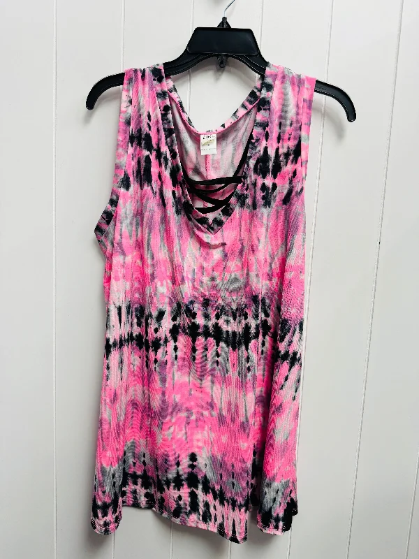 Top Sleeveless By Sew In Love In Black & Pink, Size: 3x