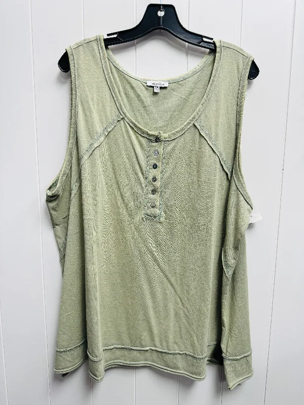 Top Sleeveless By White Birch In Green, Size: 3x