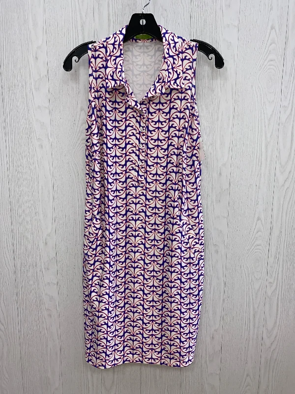 Blue & Pink Dress Casual Midi Clothes Mentor, Size S