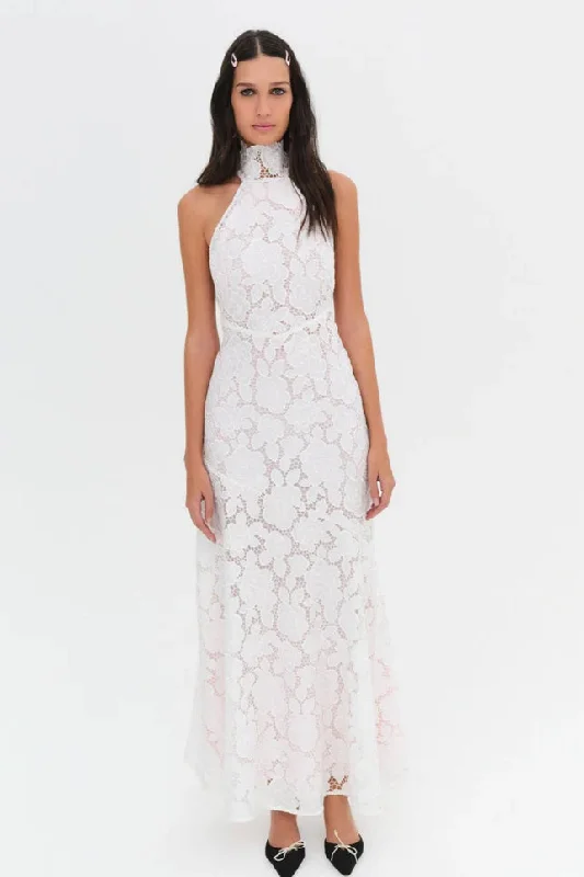 For Love & Lemons Astoria Lace Maxi Dress - White