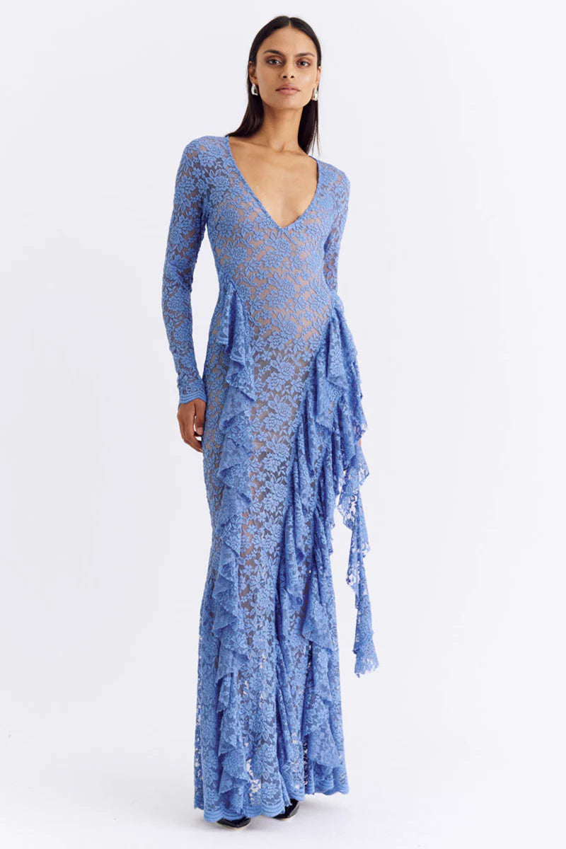 Suboo Gemma Lace Long Sleeve Dress - Cornflower