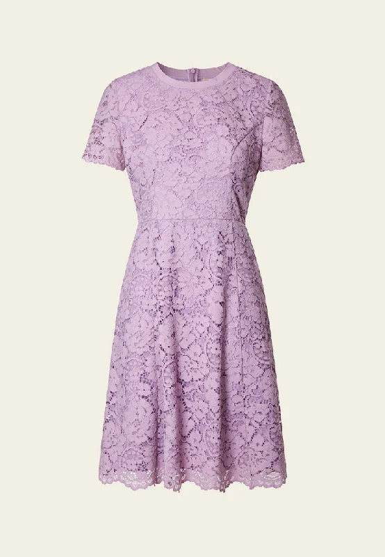 Lavender Lace Flared Cocktail Dress