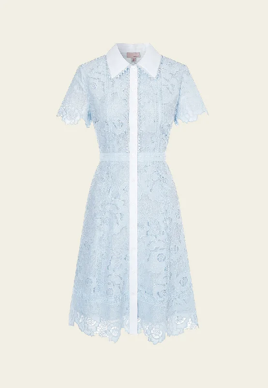 Light Blue Lace Collar Dress