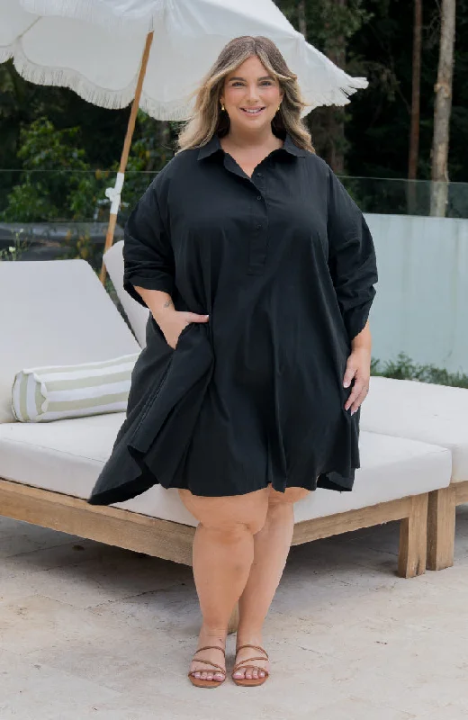 PQ Collection Loloma Shirt Dress Black